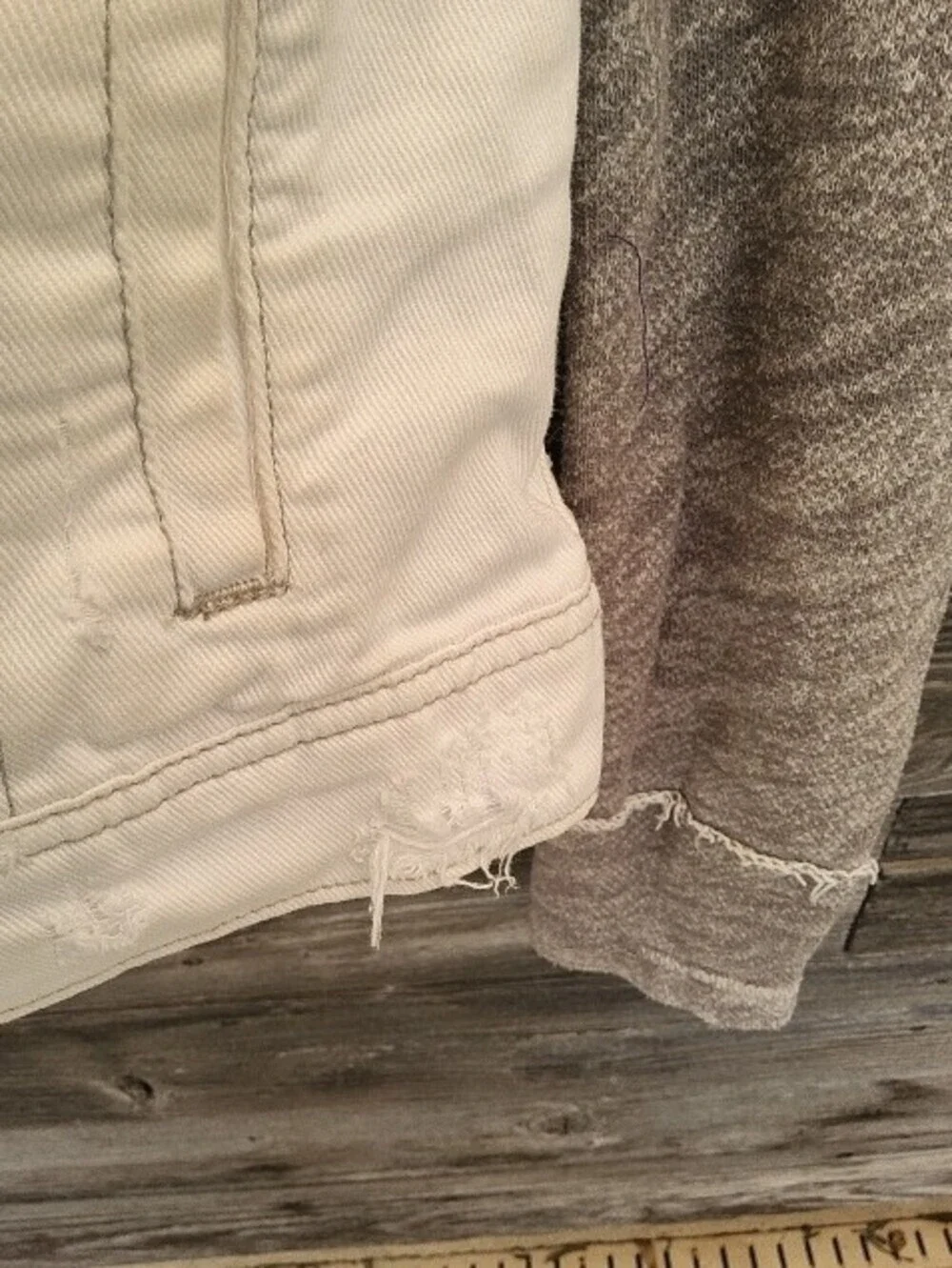 Free People White Hooded Jean Jacket Size XS